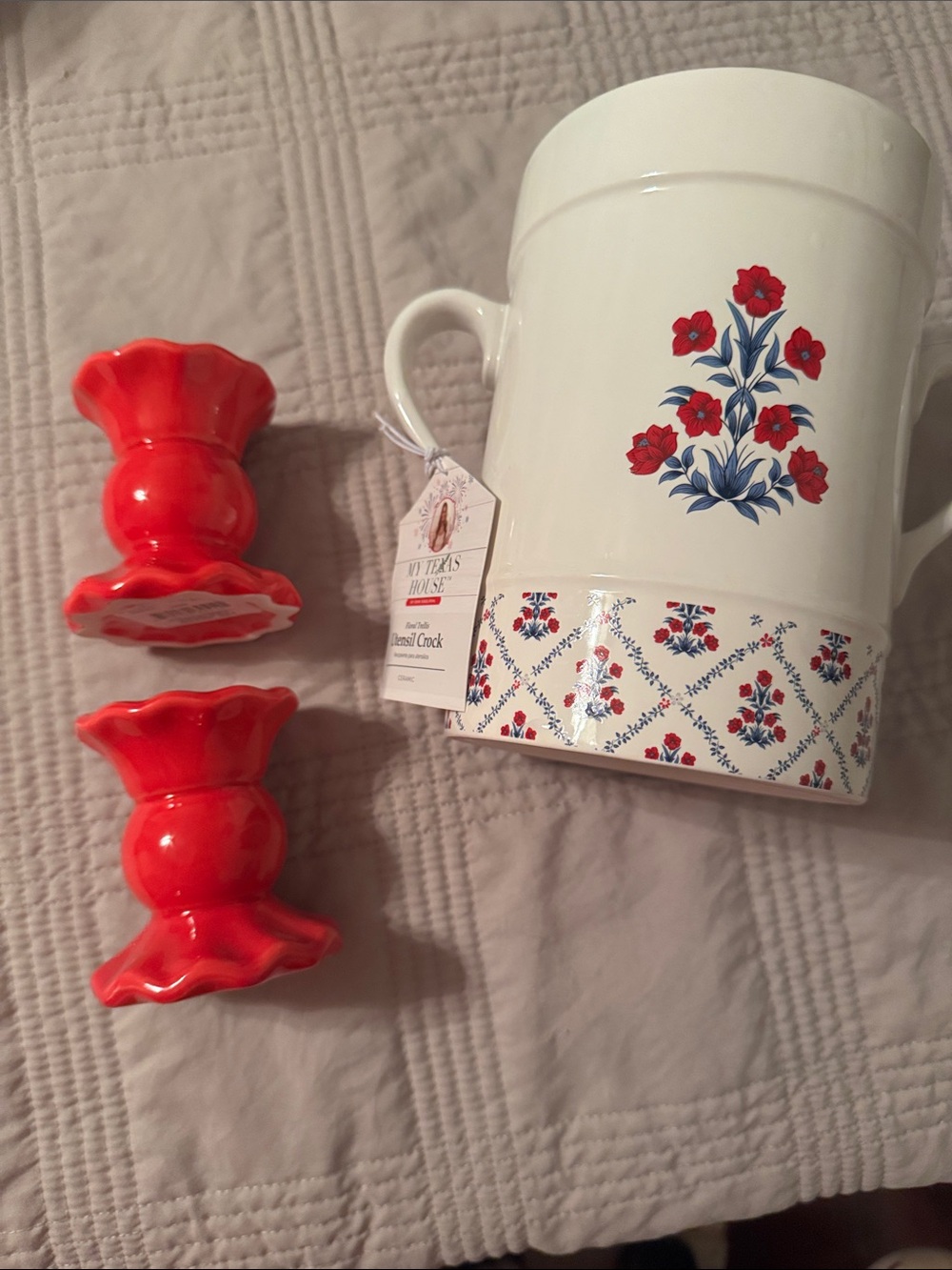 NWT my Texas house, utensil, crock, and candlestick holders